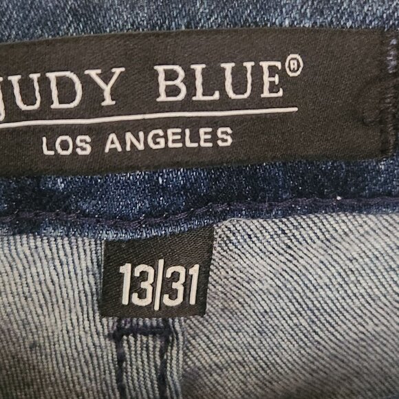 Judy Blue Relax Fit Mid Rise Skinny Jeans Mineral Blue Bleach Splatter Size13/31 - Picture 9 of 10
